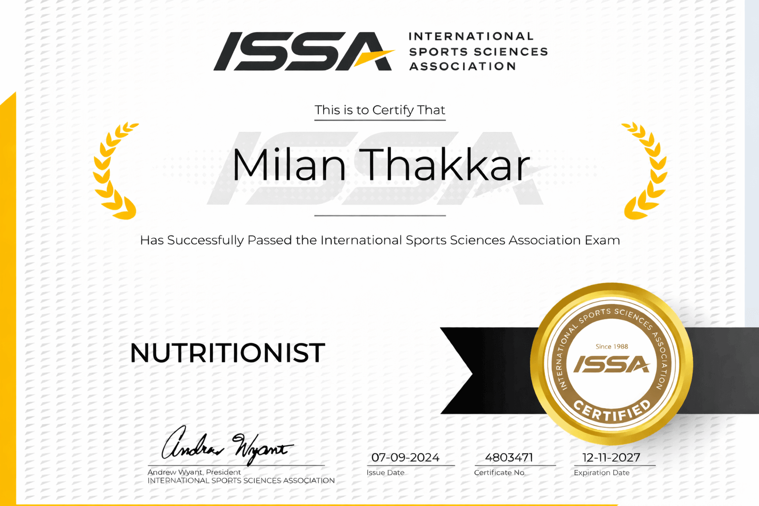 ISSA Nutritionist Certification